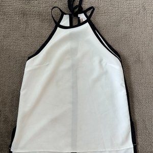 XS White Halter Top with Black Detail
